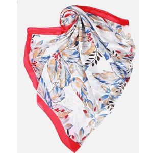 Red Spring Floral Print Silk Blended Scarf